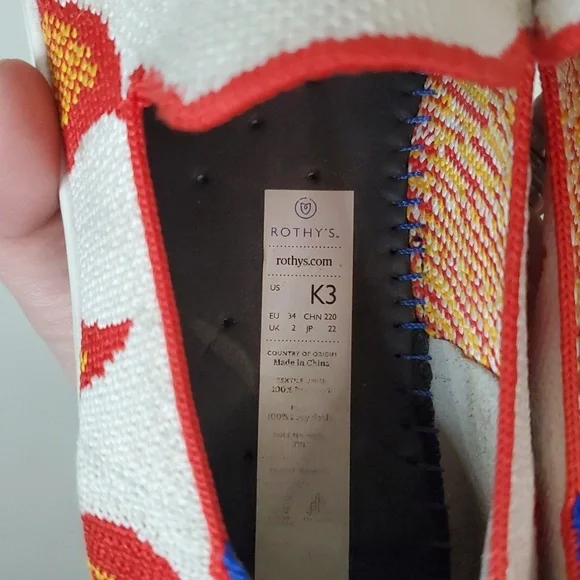 Rothy's Kids Flame Graphic Flats Size K3 White - Picture 8 of 10